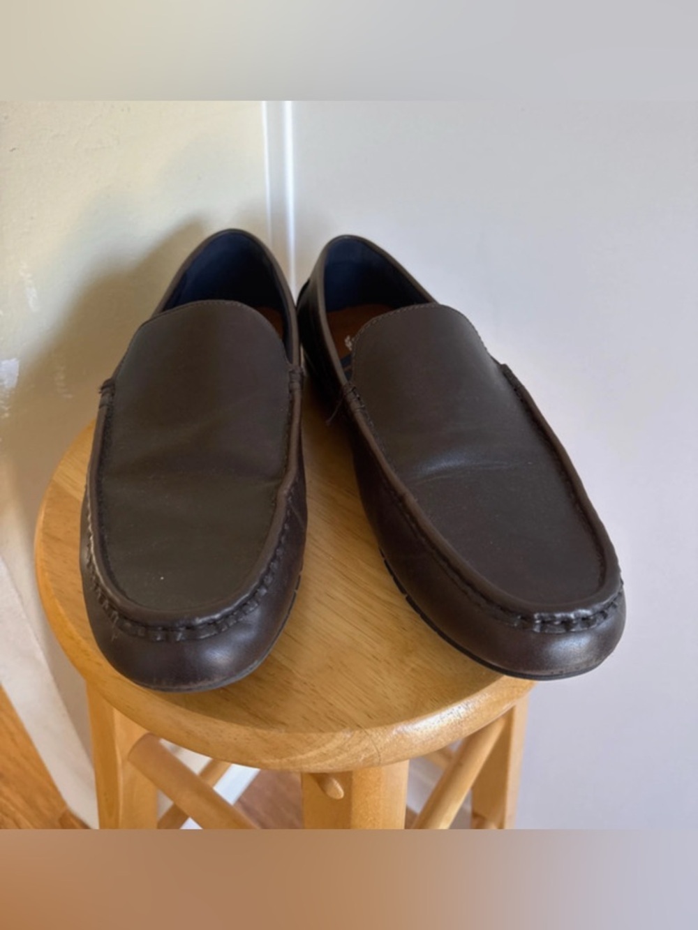 VGC- Mens 10.5 Chaps Men's Brown Leather Slip-On Loafers anti-slip sole